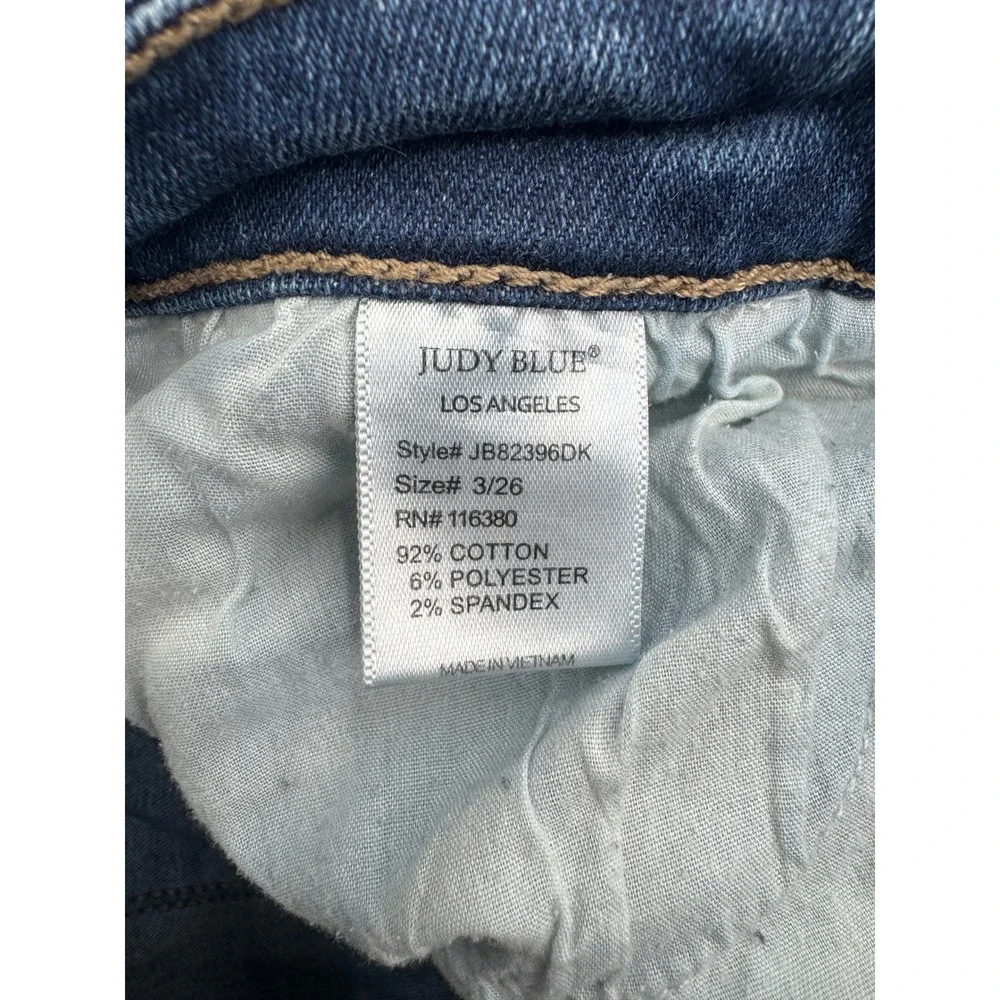 Judy Blue Mid Rise Button Fly Distressed Boyfriend Jeans Womens 3/26 (28x32)